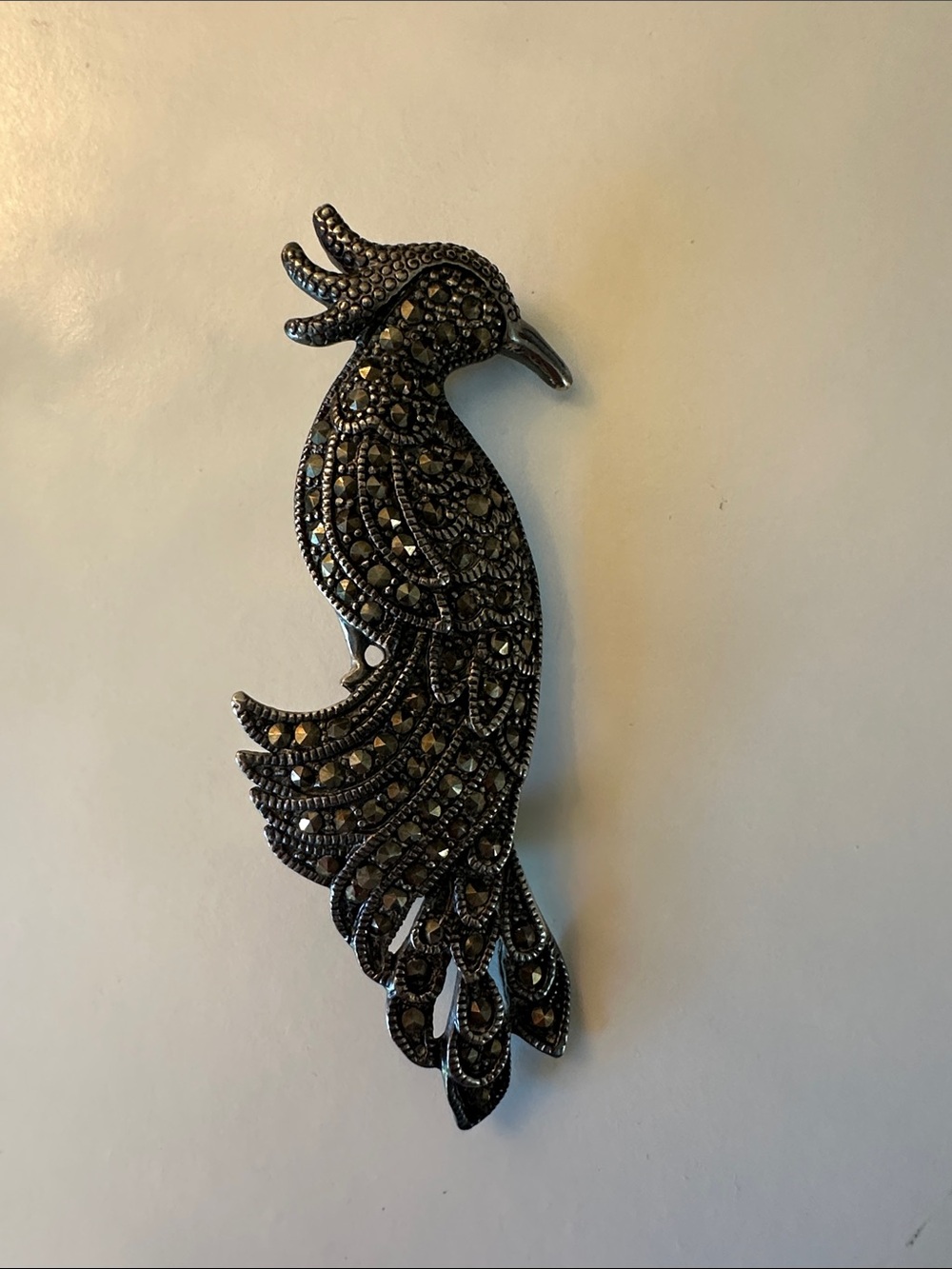 Vintage Marcasite Peacock Brooch